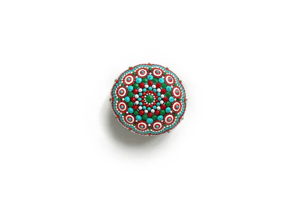 Krásné Barevné Ručně Malované Tečka Mandala Bílém Pozadí Izolované — Stock fotografie