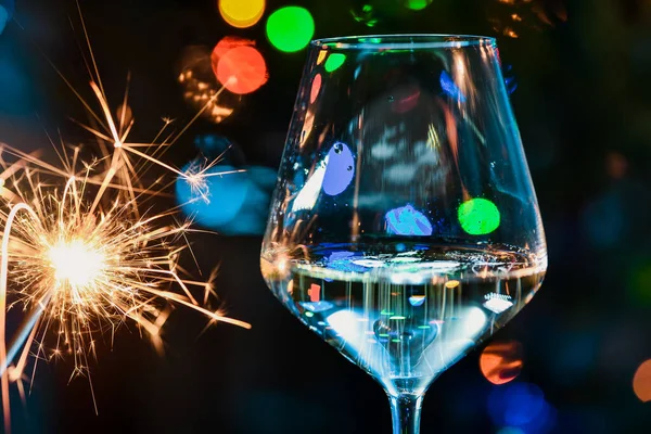 New Year Christmas Champagne Wine Glass Light — Stockfoto