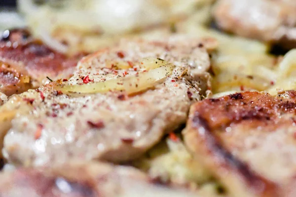 Carne Frita Sabrosa Plato Con Picante — Foto de Stock