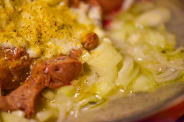   process of cooking plate delicious dish food appetizer meal meat