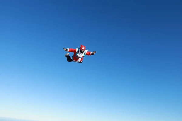 Skydiving Skydiver Vestido Pai Natal Salto Antes Ano Novo — Fotografia de Stock