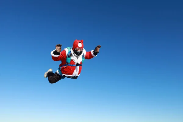 Parachutisme Parachutiste Déguisé Père Noël Saut Avant Nouvel — Photo