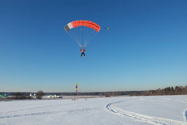 Skydiving Skydiver Dressed Santa Claus Jump New Year — Stock Photo, Image