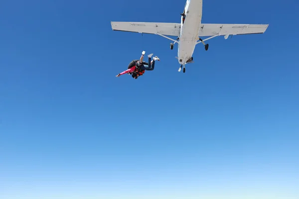 Skydiven Tandemsprong Het Vallen Lucht — Stockfoto