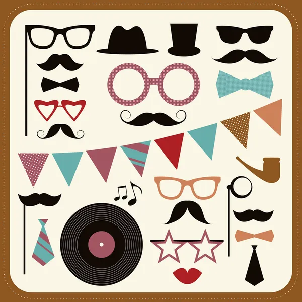 Set of retro party elements. — Stock Vector