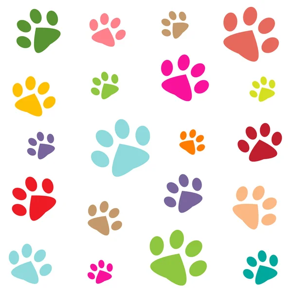 Gekleurde patroon met paw prints — Stockvector