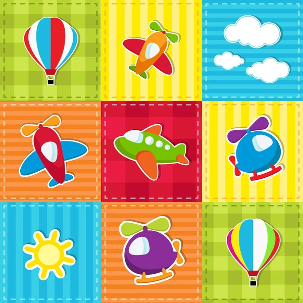 Patchwork con transporte aéreo — Vector de stock