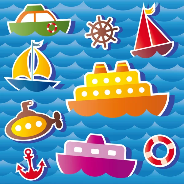 Verzameling van vector zee vervoer stickers — Stockvector
