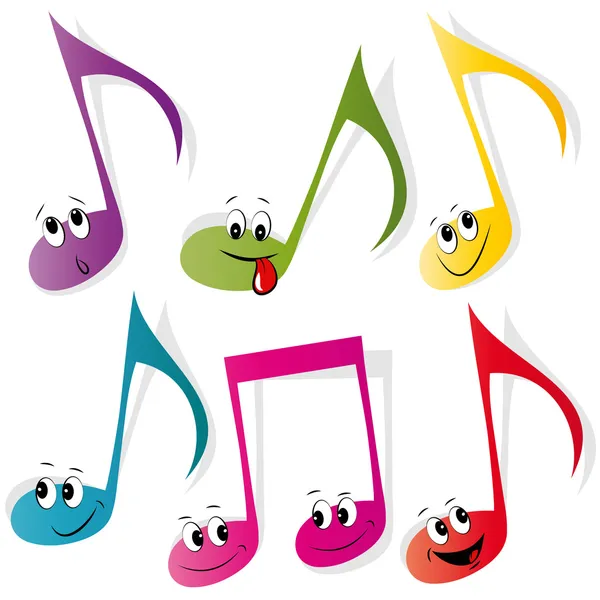 Conjunto de emoticonos de notas coloridas — Vector de stock