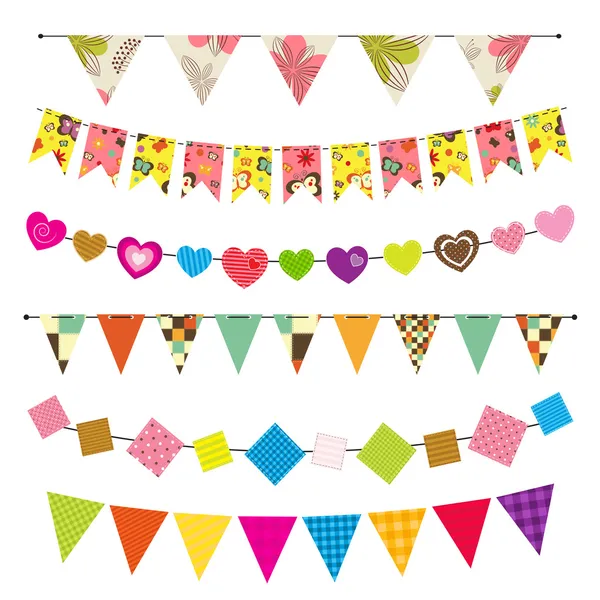 Getextureerde bunting en garland set — Stockvector