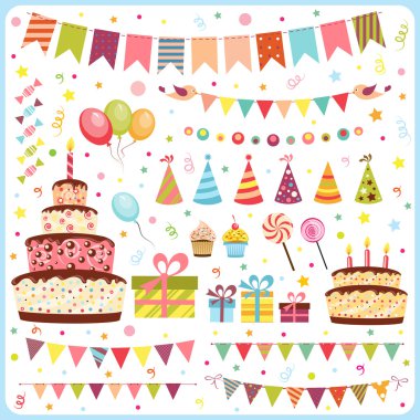 Set of birthday party elements clipart