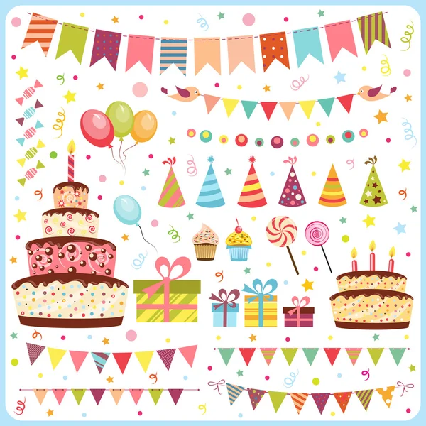 Conjunto de elementos fiesta de cumpleaños — Vector de stock