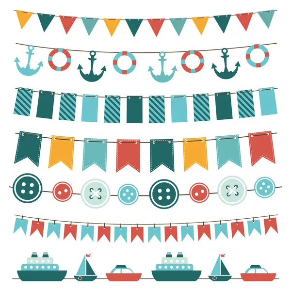 Sea theme garland — Stock Vector