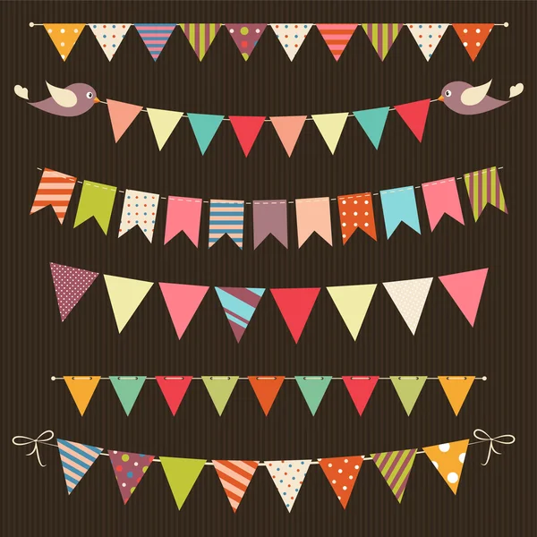 Ensemble bunting et guirlande rétro — Image vectorielle