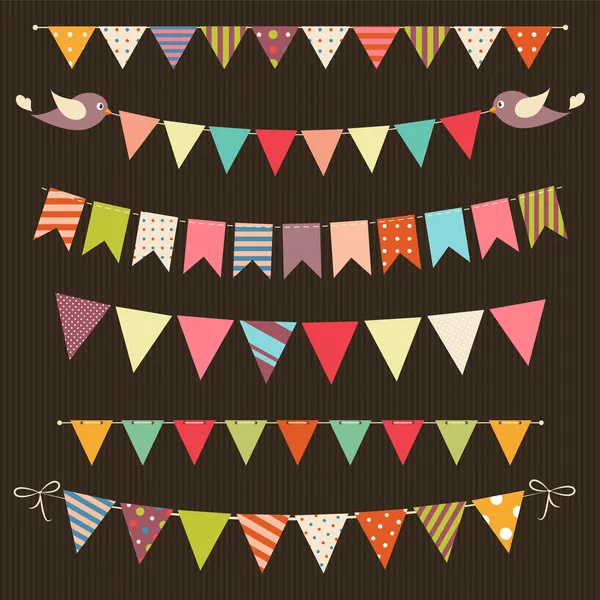 Conjunto retro bunting e guirlanda Ilustração De Bancos De Imagens