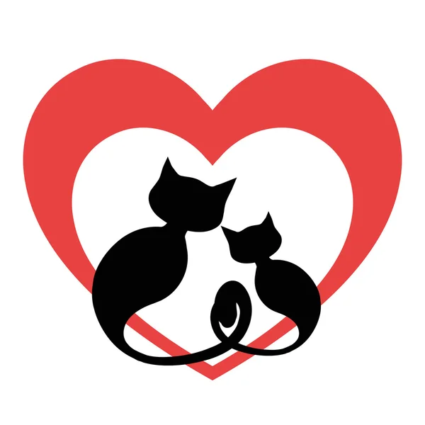 Two black cats in love — Stock Vector