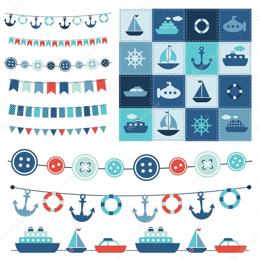 sea theme garland and patchwork