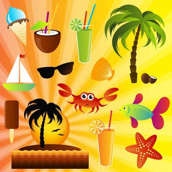 Summer icons — Stock Vector