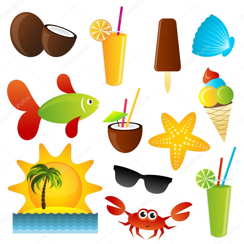 summer icons set