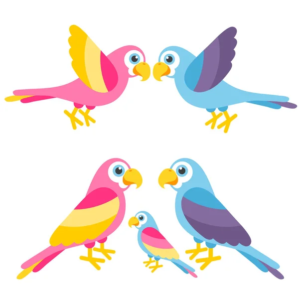 Pár roztomilých papoušků. Rodina — Stockový vektor
