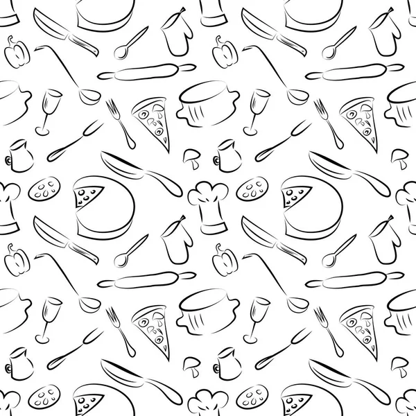 Seamless pattern with kitchen elements