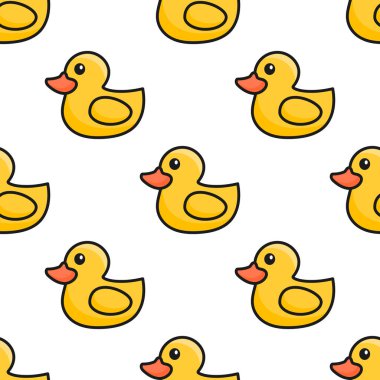 Lastik ördekler. Basit bir tasarım. Kumaş deseni. Mutlu çocukluk kavramı