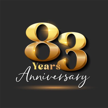 83 yıllık Yıldönümü Altın Logoti numarası. Tebrik kartı ve Davetiye Kartı için Vektör Tasarımı