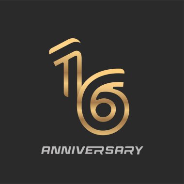 16. yıl dönümü kutlaması logosu. Zarif modern numara.