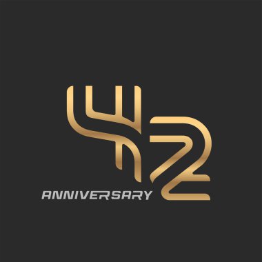 42. Yıl dönümü kutlaması logosu. Zarif modern numara.