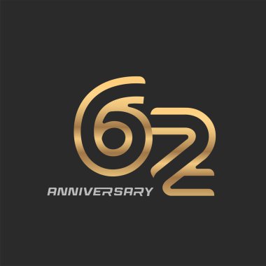 62. yıl dönümü kutlaması logosu. Zarif modern numara.