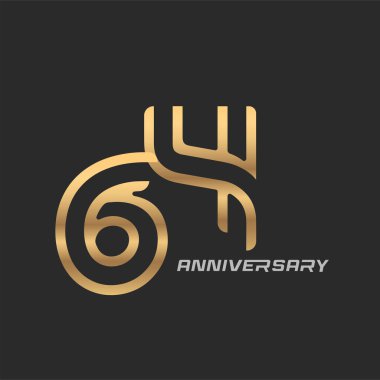 64. Yıl dönümü kutlaması logosu zarif modern bir numarayla