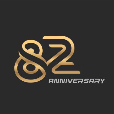 82. Yıl dönümü kutlaması logosu. Zarif modern numara.