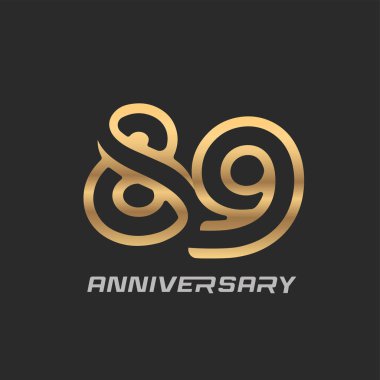 89 'uncu yıl dönümü kutlaması logosu zarif modern bir numarayla