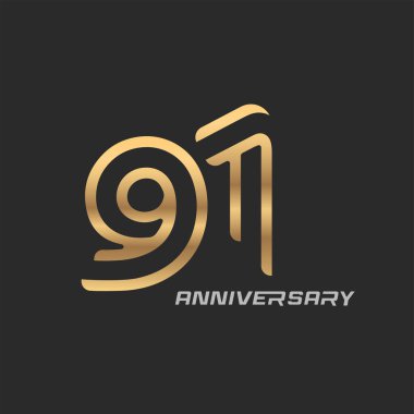 91. Yıl dönümü kutlaması logosu. Zarif modern numara.