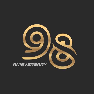 98 'inci yıl dönümü kutlaması logosu zarif modern bir numarayla