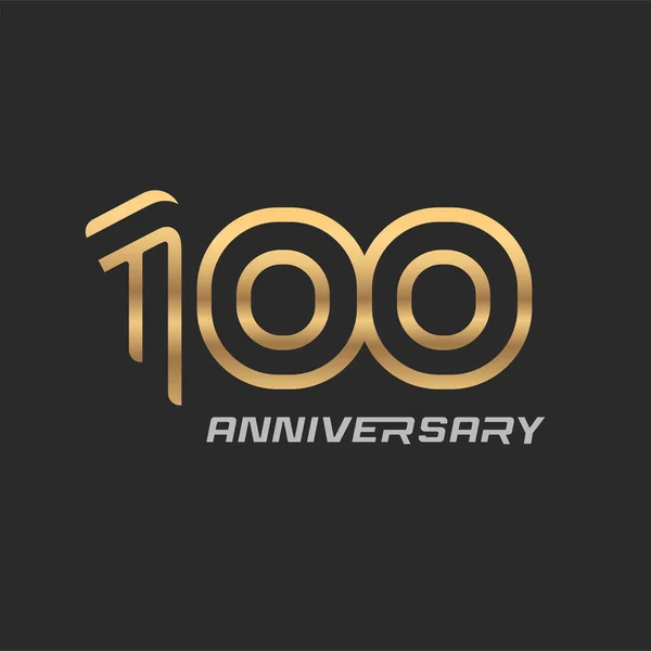 100 Anniversary Gold Logotype Nummer Vectorontwerp Nummer — Stockvector