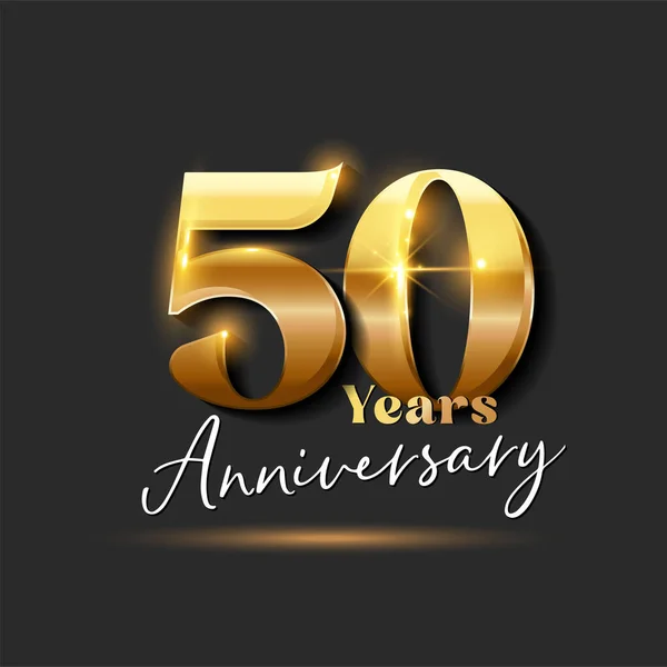 50 Yıl Yıldönümü Altın Logoti numarası. Tebrik kartı ve Davetiye Kartı için Vektör Tasarımı