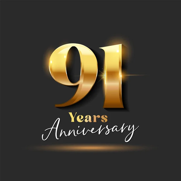 Anos Aniversário Ouro Logotipo Número Projeto Vetor Para Cartão Saudação —  Vetores de Stock