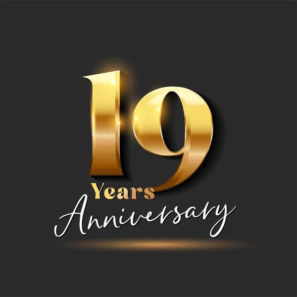 Years Anniversary Gold Logotype Number — Stock Vector
