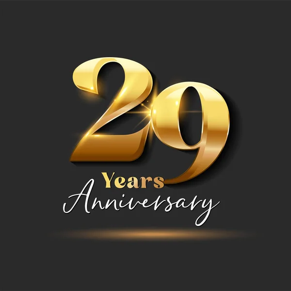 29周年記念ゴールドロゴタイプ番号 — ストックベクタ