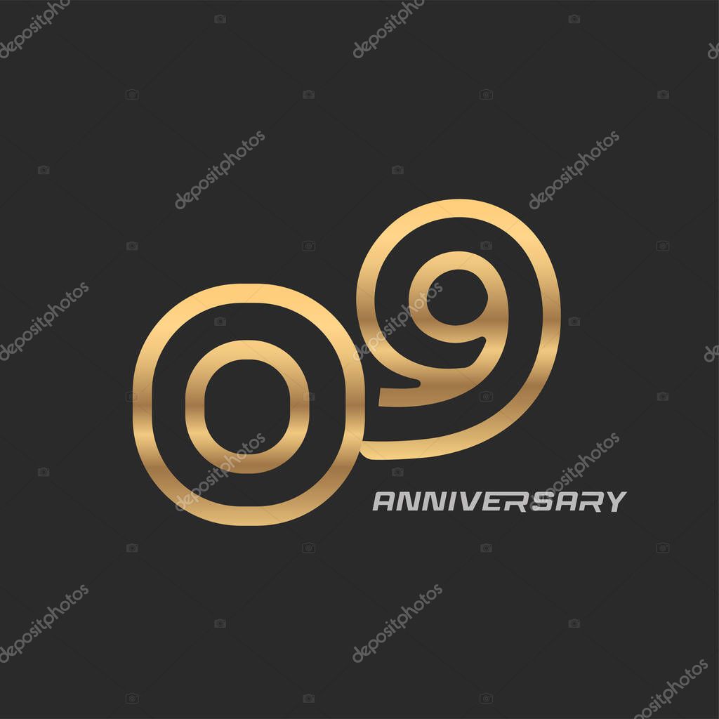9 years anniversary celebration logotype with elegant modern numbers