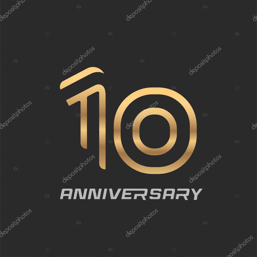10 years anniversary celebration logotype with elegant modern numbers