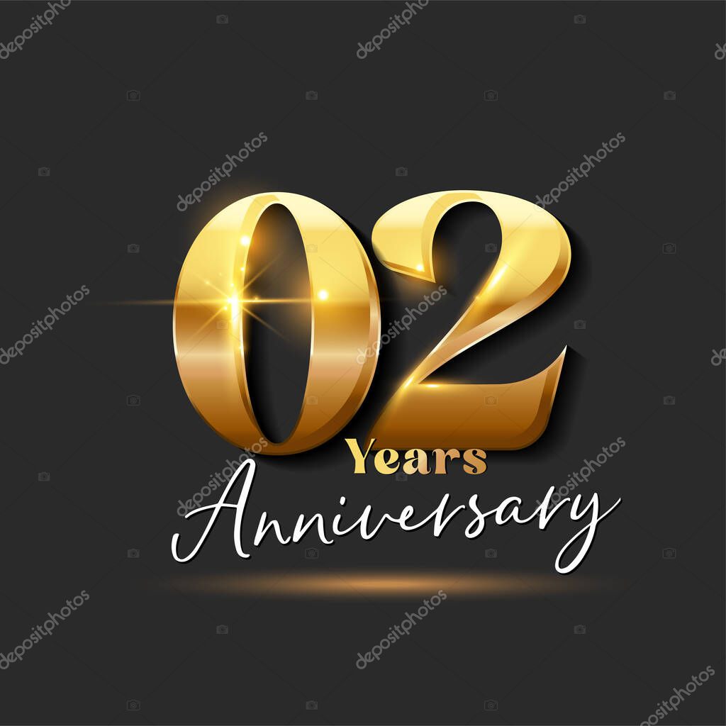 2nd Anniversary Gold Logotype number