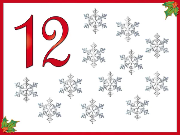 圣诞节的 12 天: 12 雪花 — 图库照片