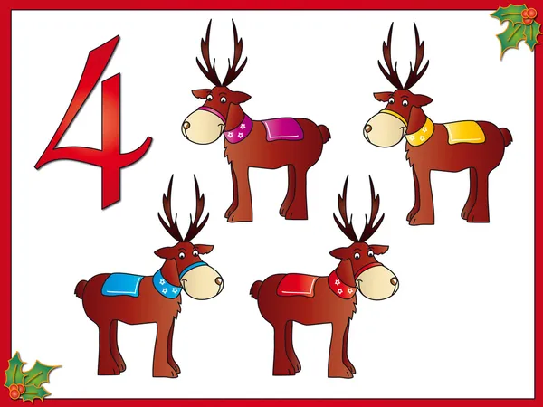 12 days of christmas: 4 reindeer — Stock Photo, Image