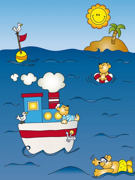 Seascape cartoon — Stockfoto