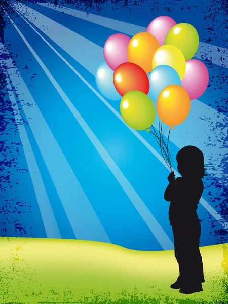 Kind mit Luftballons — Stockfoto