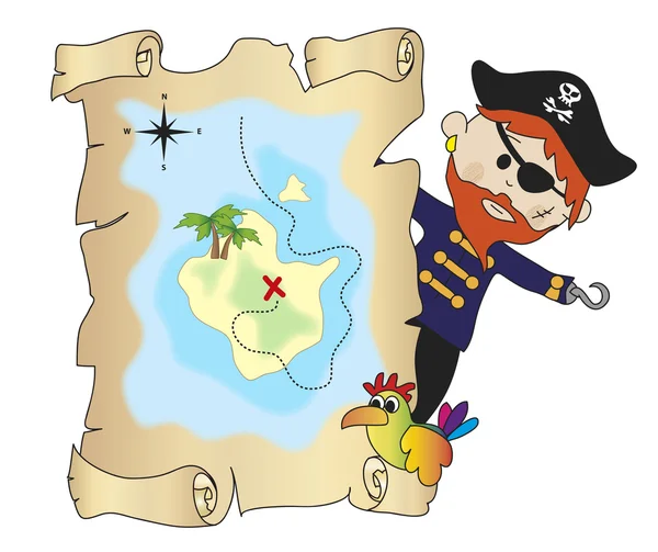 Пират с картой — стоковое фото