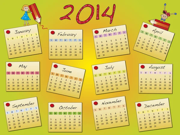 Calendario 2014 — Foto de Stock