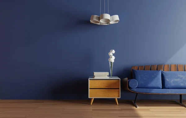 Mockup Wall Sofa Living Room Blue Wal — Stock fotografie